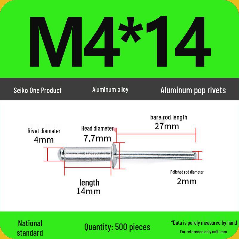 Aluminum Blind Rivets & Nuts - Black Round Head, Extended Shank, M4/M5/M6