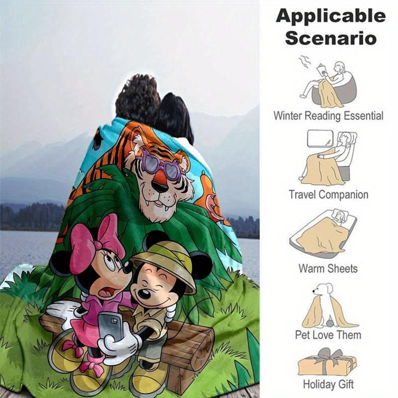 1pc Minnie Mouse & Friends Jungle Adventure Throw Blanket Home Decor, Couch Cover, Outdoor, Gift for Friends, Bedroom, Living Room, Travel