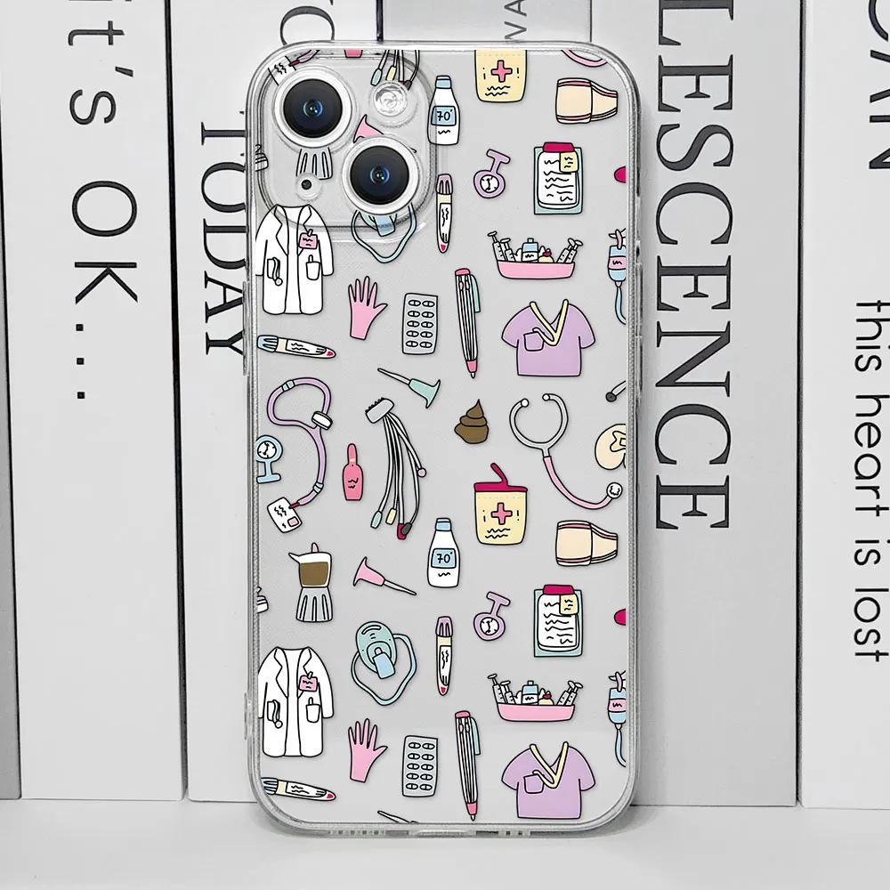 

Чехол для телефона Медсестра Медицина Здоровье Сердце для IPhone 16 15 13 12 11 Pro Mini XS MAX 7 8 14 Plus Доктор Уход Прозрачные Чехлы For iPhone 14 ProMax