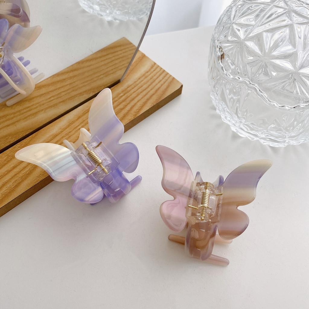 Chic Gradient Acrylic Hair Claw Clip In Stylish Orange White And Yellow Green Hues