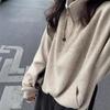 Women's Long Sleeve Sweatshirt Stand Collar Casual Pullover Top Half Zip Drawstring Loose Sweatshirt