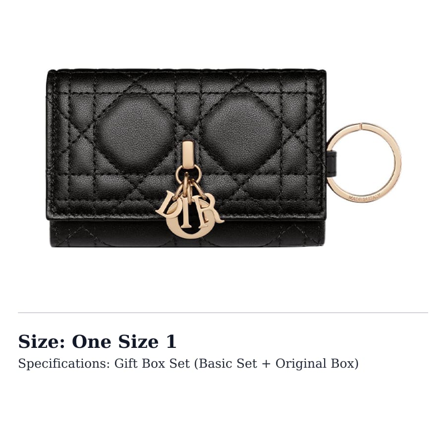 DIOR Lady Dior Lambskin Key Pouch Women's Black S0983ONMJ-M900