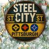 D Flat Vintage Pittsburgh Metal Sign X Inch (xcm) D Flat Aluminum Wall Decor with Sports Citymarks Logo Ideal for