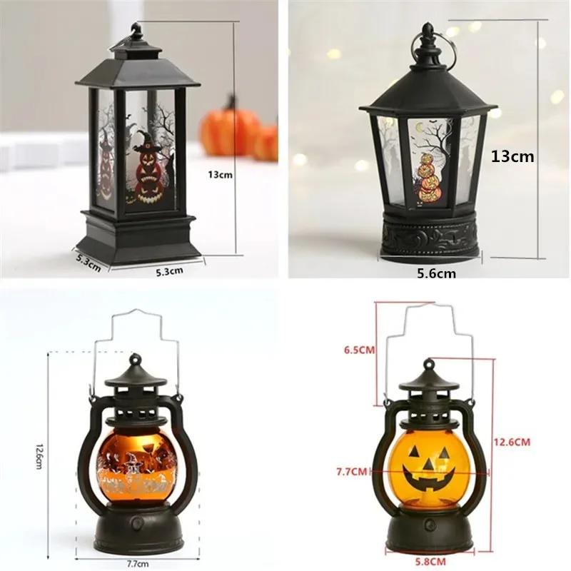 Halloween Dekorasjoner LED Lys Stearinlys Vintage Hekseslott Gresskar Spøkelse Hengende LED Lanterne Lampe Haloween Fest Dekor Forsyninger