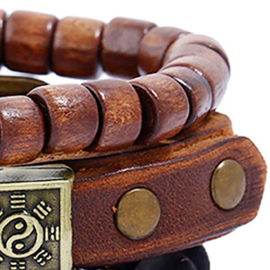 4Pcs/Set Beaded Bracelet Simple Multi-layer Easy-using Tai Chi Leather Bracelets for Home