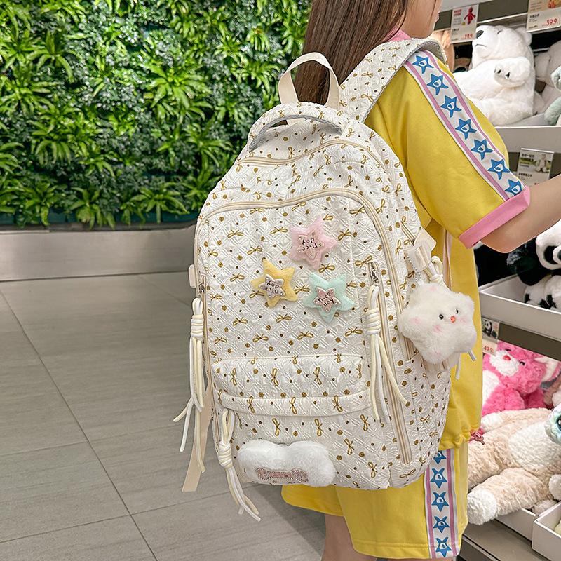 Simple casual backpack girl cartoon high value printed schoolbag campus versatile backpack
