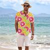 Summer Flower Shirt Men'S Beach Large Size Casual Hawaiian Vintage Digital Printing Short Sleeve Men'S Shirt