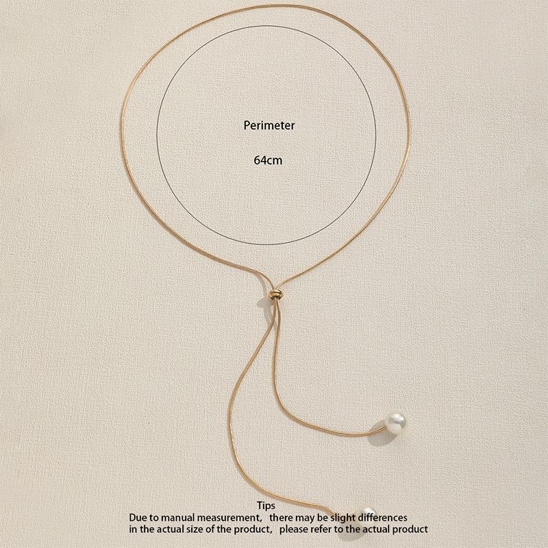 Simple Long Tassel Pull Pearl Pendant Necklace For Women Adjustable Y Necklace Clavicle Chain Choker  Jewelry Girls Gifts