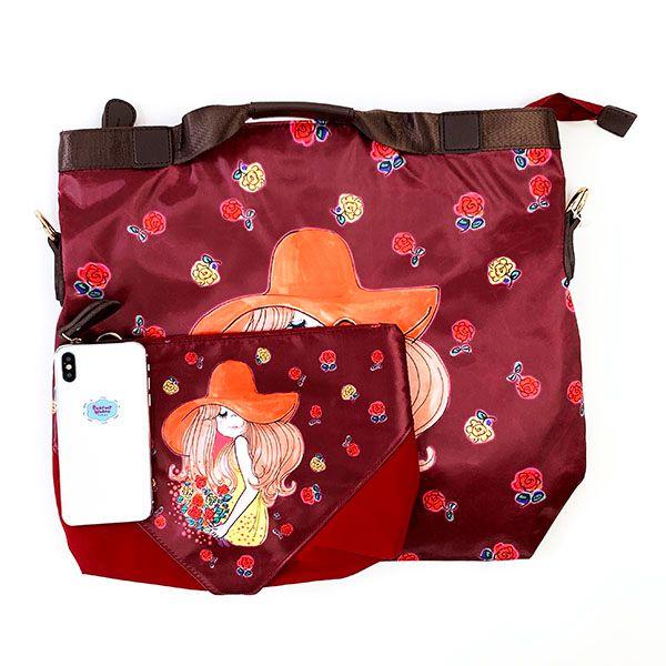 水森亜土 SAC スカーフ親子バッグ RE バラ ショルダーバッグ ポーチ 亜土ちゃん