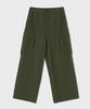 GLW Wide Big Pocket Elastic Waist Cargo Pants Khaki
