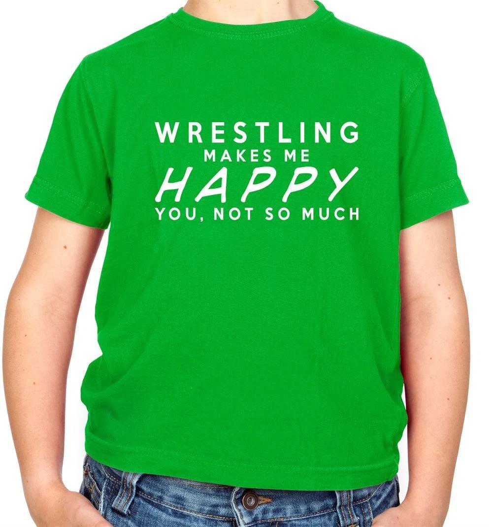 Wrestling Makes Me Happy - Kids T-Shirt - Wrestler Funny Sumo Greco Roman 130