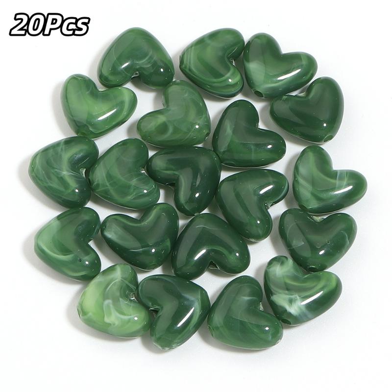 20Pcs Imitation Stone Heart Shape Acrylic Beads Dual Color Loose Bead For Jewelry Making Diy Charms Bracelet Necklace Accessorie