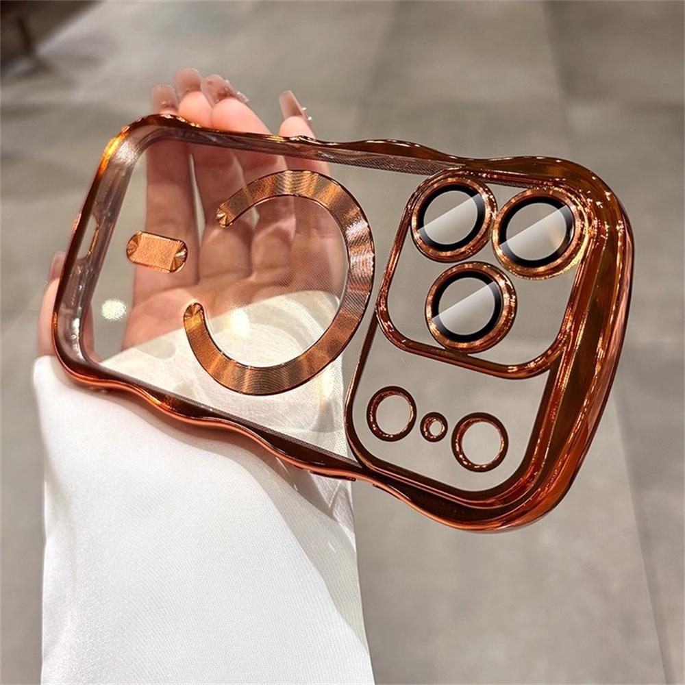 

Plating Wave Transparent For Magsafe Magnetic Case For iPhone 17 16 15 14 13 Pro Max Air Wireless Charging Shockproof Back Cover iPhone17 Pro