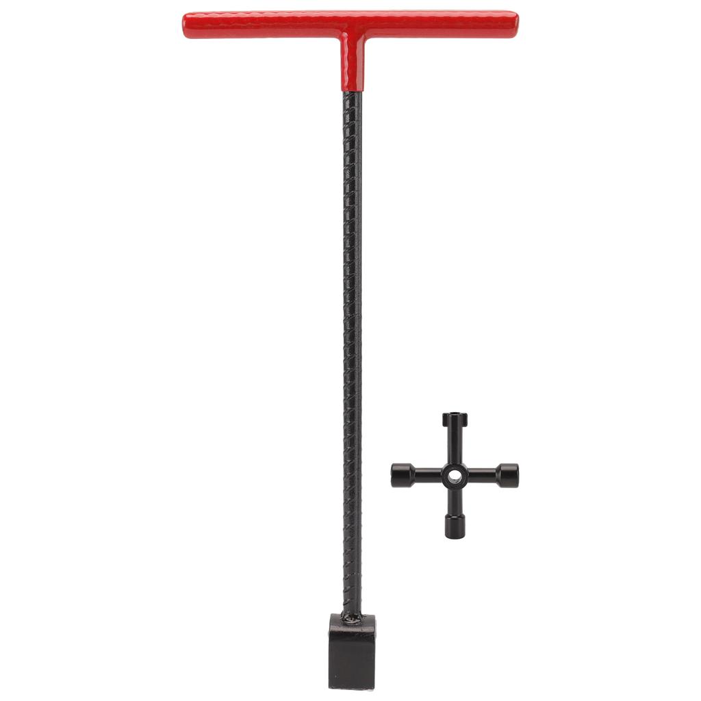 Steel Water Meter Key Wrench Multifunction T Handle Curb Key With 4 Way Utility Tool for Valves Faucets Red