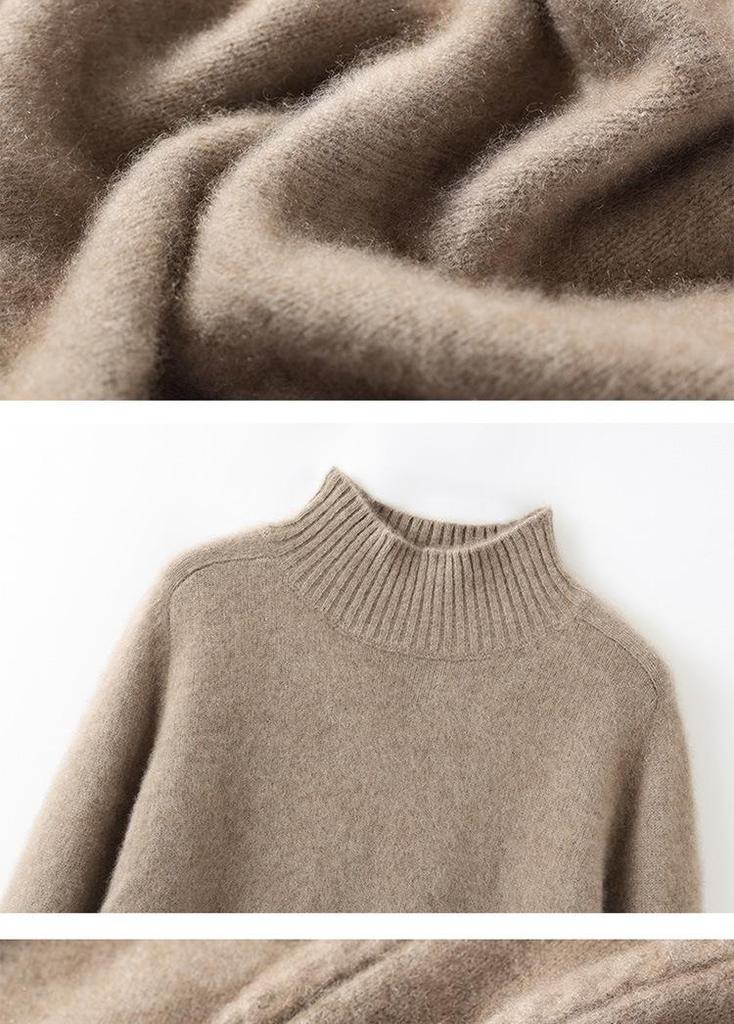 Women's Cashmere Knit Long Sleeve Base Layer - Soft, Warm, and Skin-Friendly for Autumn/Winter