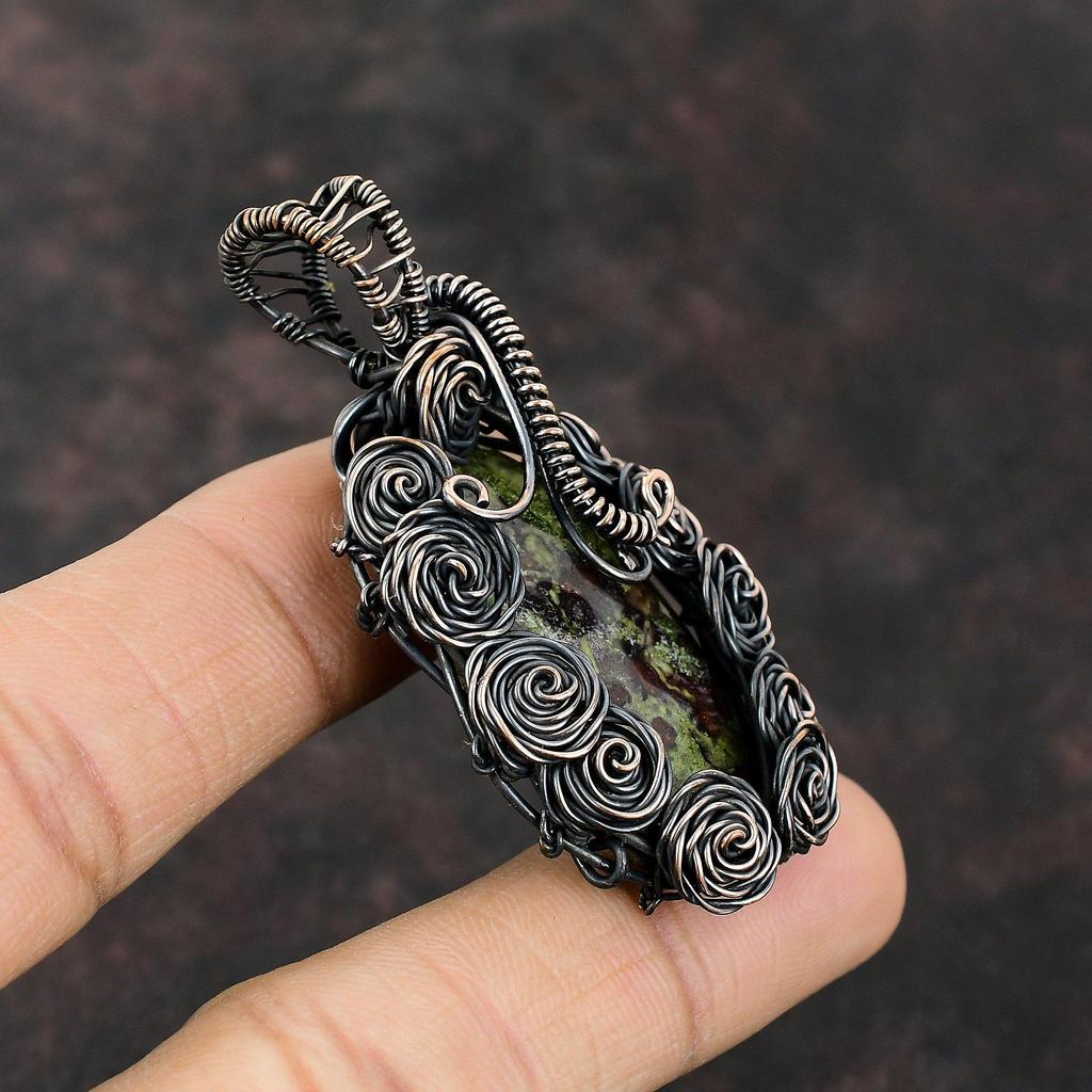 Dragon Bloodstone Pendant Copper Wire Wrapped Gemstone Pendant Handmade Pendant Gift For Mom Copper Wire Wrap Jewelry Unique Design Pendants