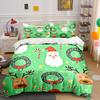 Christmas Santa and Reindeer Set Bedding Duvet Cover Set Duvet Cover Pillowcases  (1*Duvet Cover 2*Pillowcases, Without Duvet Insert)
