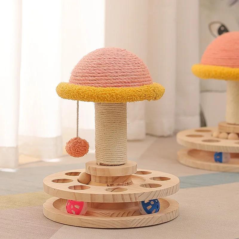 New Pet Solid Wood Carousel Cat Toys Teasing Cats Since Hi Sisal Claw Grinding Teasing Toys Cat Scratching Board Pet Supplies