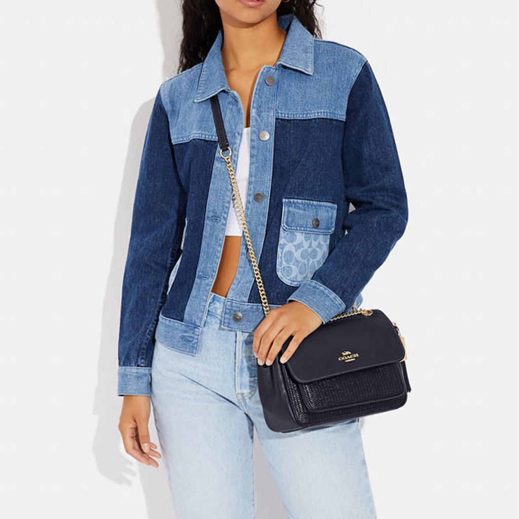 New COACH Klare Fabric With Leather Shoulder Bag, Crossbody Bag Small Women's Dark Blue CH209-IMEFH