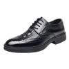 New Cowhide Men's Business Dress Leather Shoes British Casual Black Brock Trendy Shoes