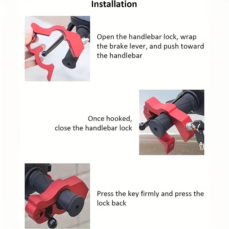 Antivol Durable en Alliage d'Aluminium pour Guidon de Moto, Sécurité Casque & Klaxon pour Motos de Rue, Motos Tout-Terrain avec Trou de Clé