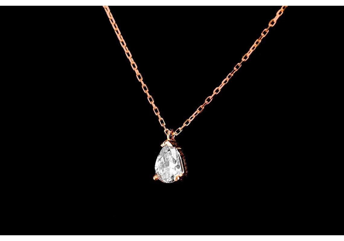Silver Art Yuan S925 Sterling Silver Teardrop Necklace: Elegant Design for Women’s Clavicle, High-End Fashion S925 Silver