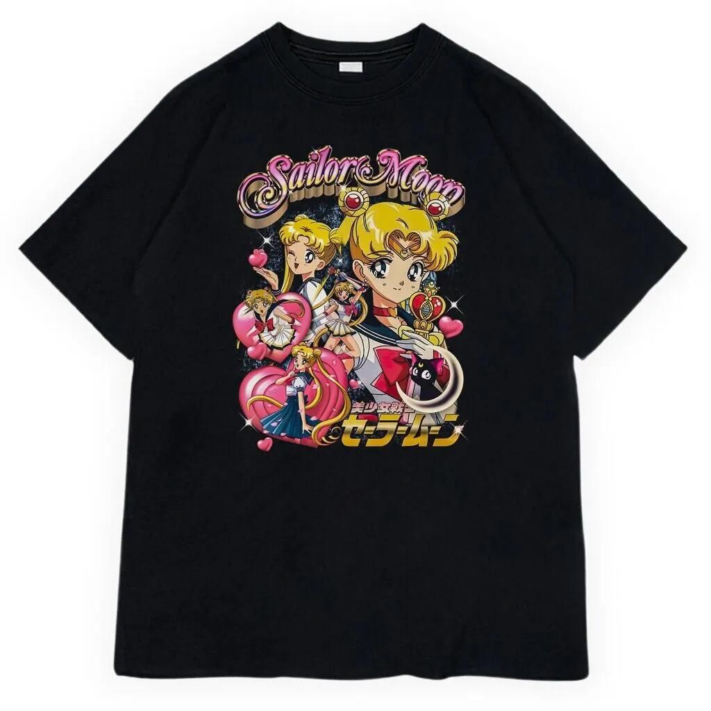 

2026 Fashion Cotton Sailor Moon Lost Americana Tsukino Usagi Y2K T-Shirt Men High Quality Casual Parent-child Cotton Soft Te... S разноцветный