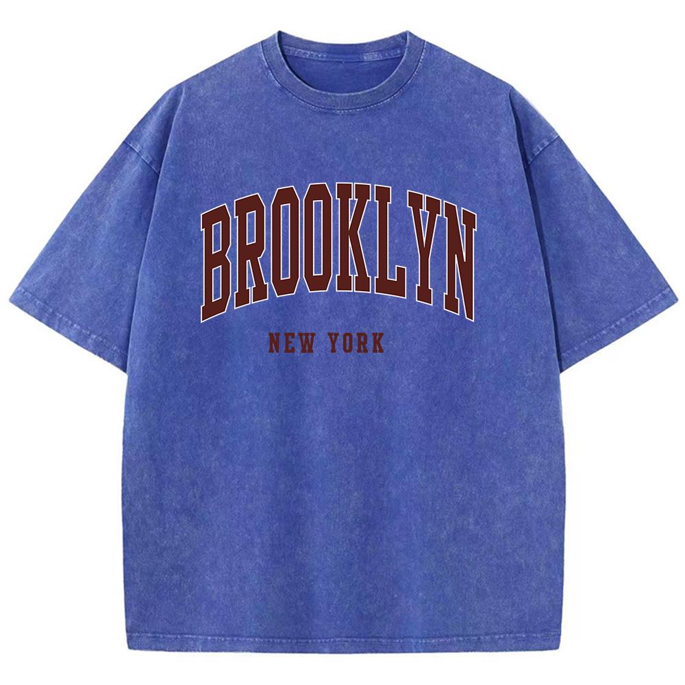 Brooklyn New York Letter Print Male Tee Clothing Graphic Comfort T Shirt Cotton Round Neck Tee Shirt Fittingcomfort