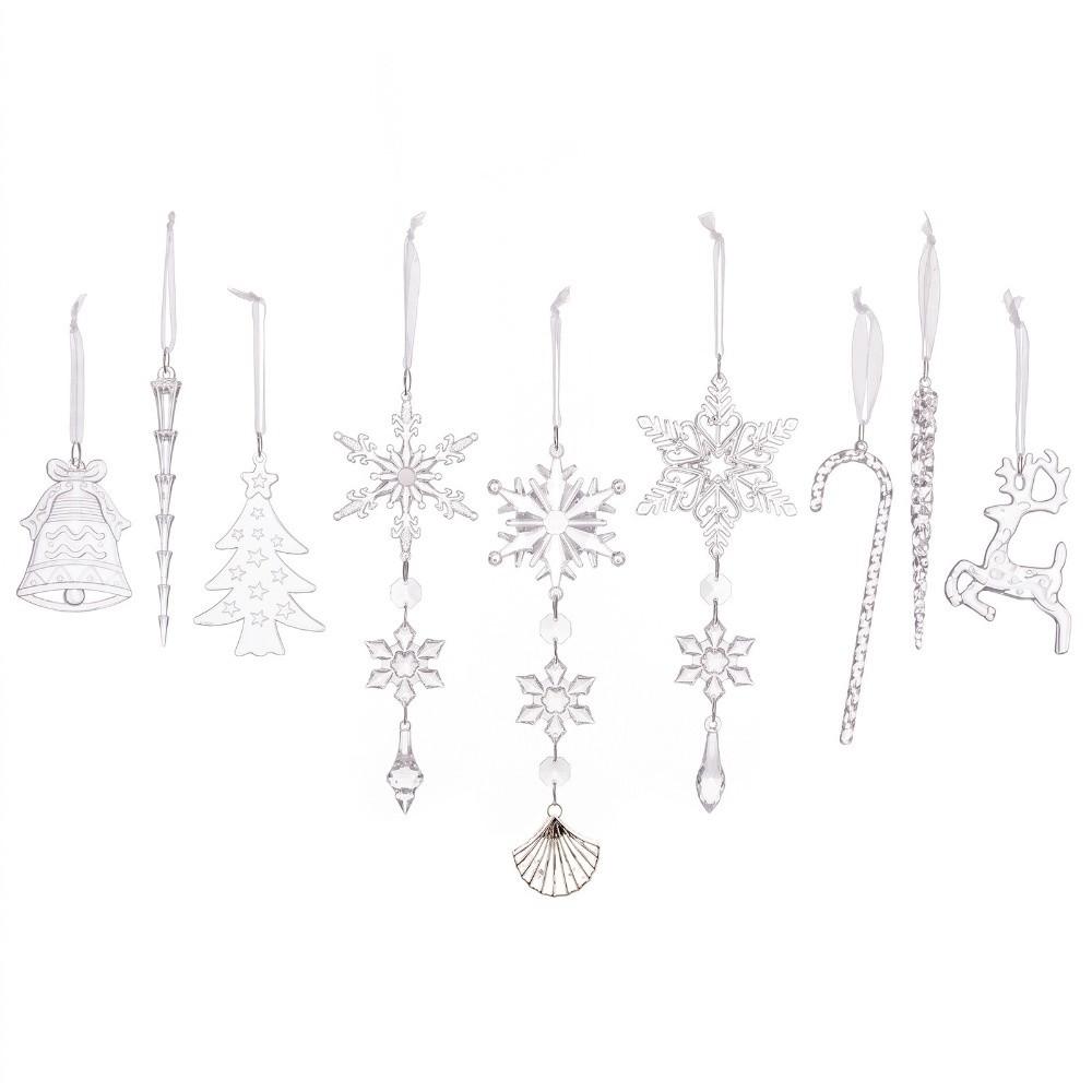 18/28 Pcs Clear Acrylic Christmas Hanging Sparkling Icicle Decorations Pendant  Holiday Party