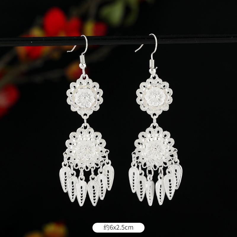 Miao Yin earrings retro exotic niche design long fringed earrings medium earrings women