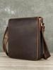 Men's Genuine Leather Crossbody Shoulder Bag - Crazy Horse Leather, Large Capacity, Trendy Design