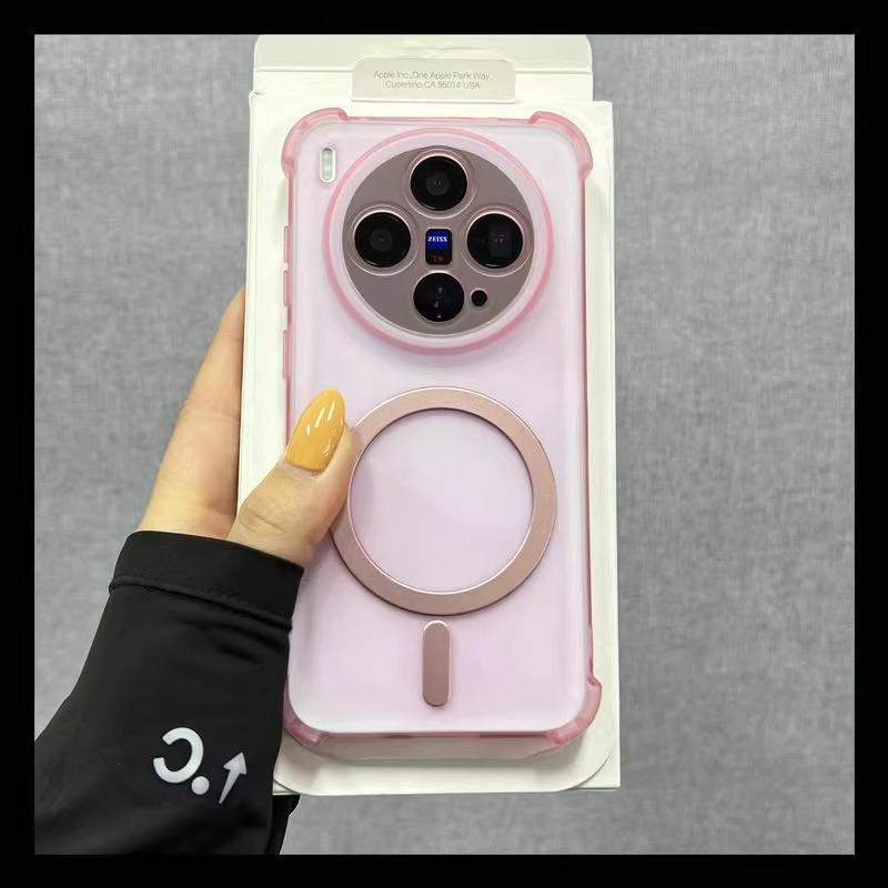 

For Magsafe Magnetic Shockproof Case For VIVO X300 Pro Wireless Charge Clear Soft Silicone Cover For VIVO X300 X200 Pro Bumper vivo X200 Ultra рожевий