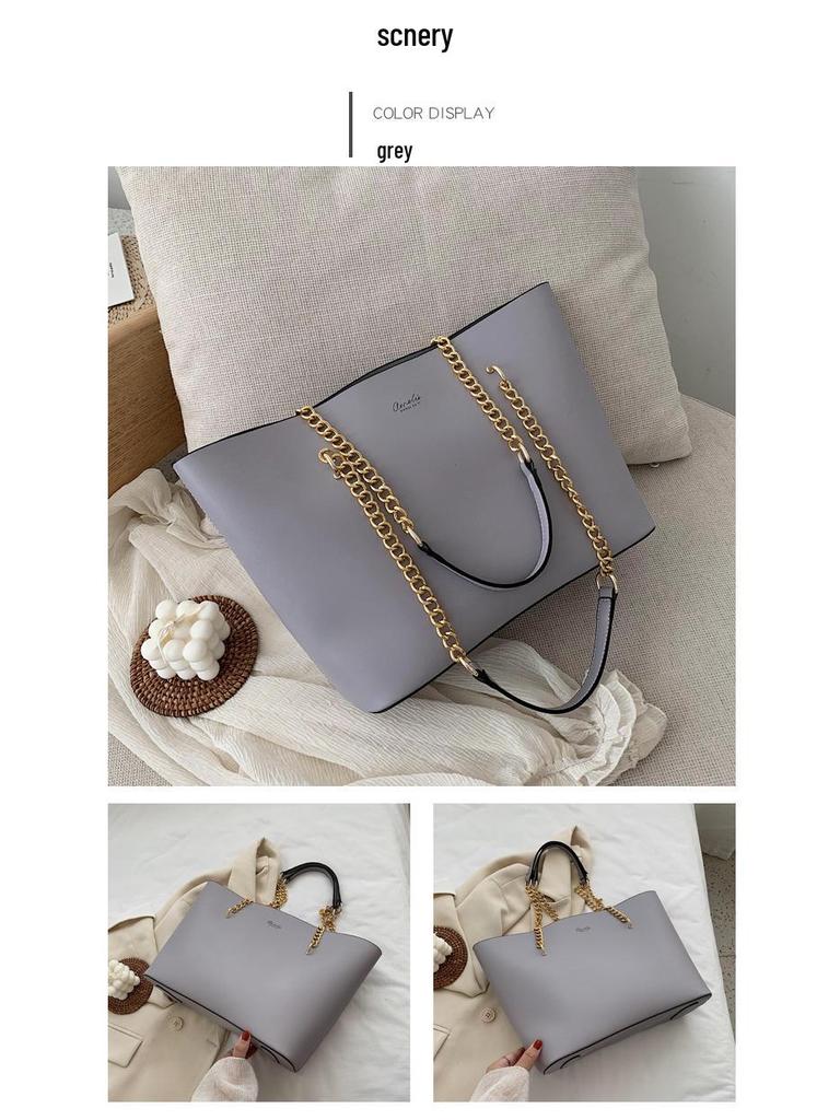 2025 Spring/Fall Women's Large Capacity Korean Style Chain Shoulder Tote - Fashionable, Versatile, Commute Bag