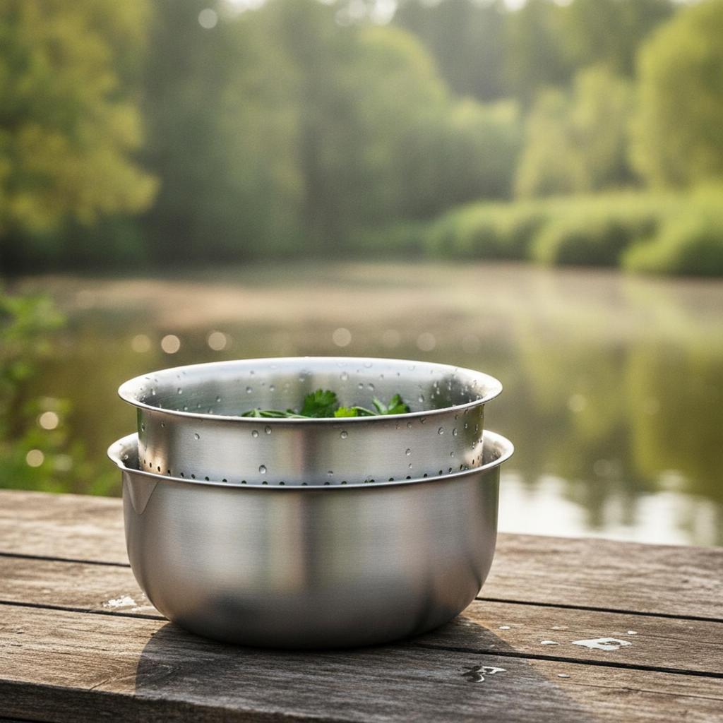 2 Pieces Stainless Steel Colander with Solid Bowl Nested Kitchenware Practical