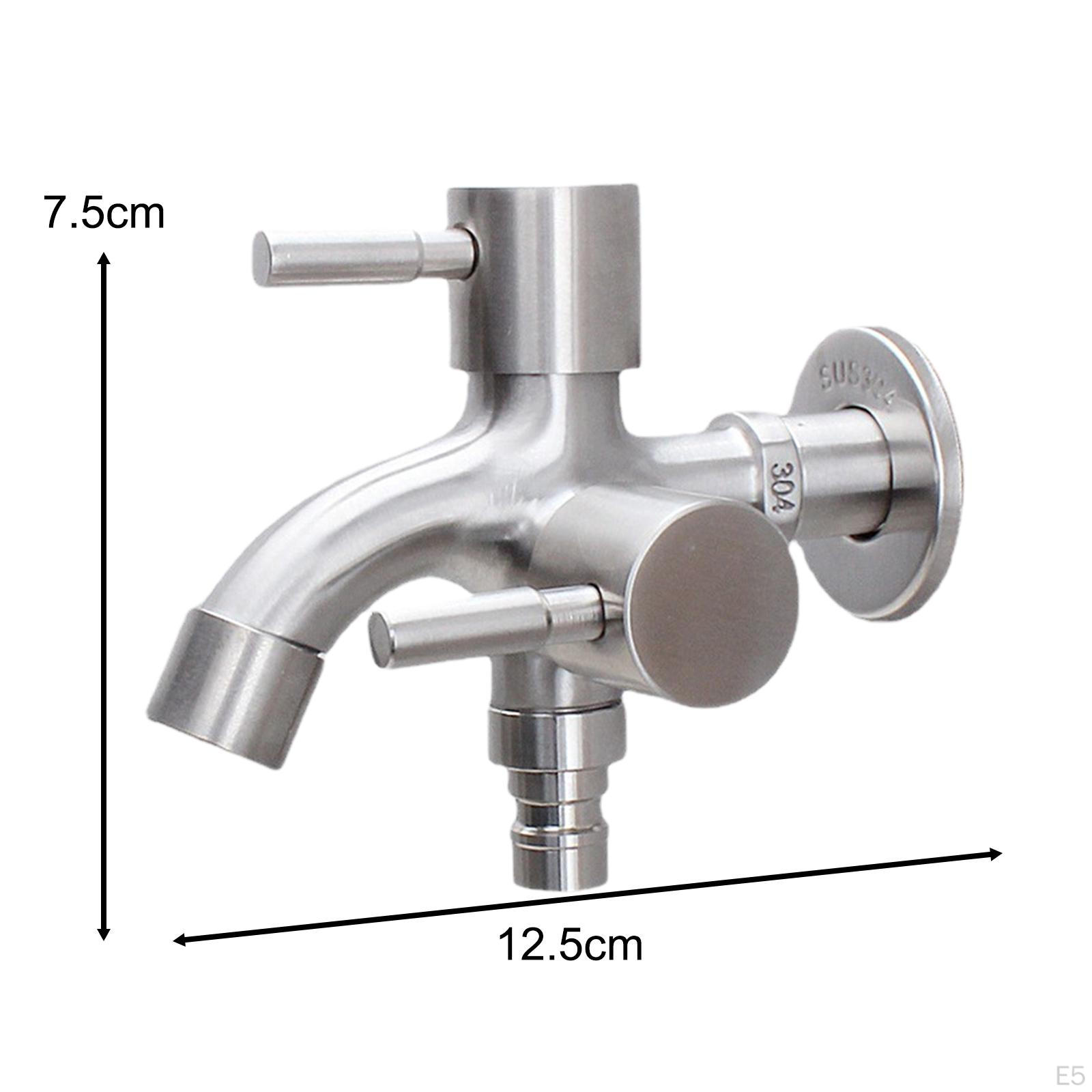 Смеситель для воды из нержавеющей стали для раковины стиральной машины с 2 ручками — фото 7