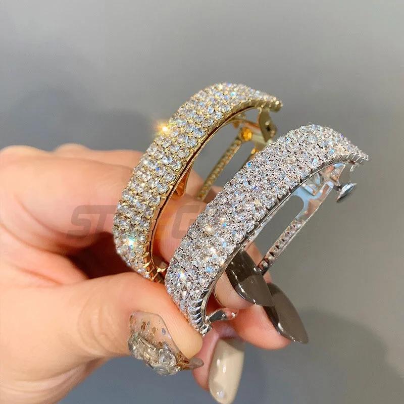 Exquisite Diamond Hairpin Elegant Temperament Clip Stylish Ponytail Buckle Fashion Headpiece for Women