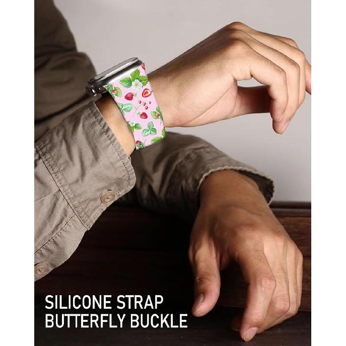 Sport Watch Bands Compatible with Apple Watch Band 38mm 40mm 41mm for Women Men, Adjustable Soft Silicone Replacement Smartwatch Wristband for iWatch