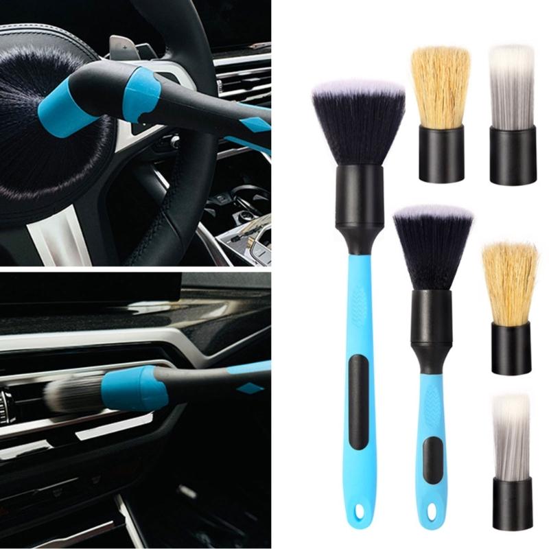 Multipurpose Cleaning Brush Kit Including Soft and Hard Bristles for Safe Scrubbing on Car and Household Items