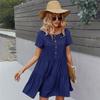 Ανοιξιάτικο Καλοκαίρι μονόχρωμο κοντό φόρεμα Γυναικεία Casual O λαιμόκοψη A Line Βερίκοκο Ροζ Navy Blue SML XL