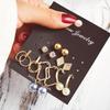 6 pairs Fashion Geometric Irregular Metal Pearl Pendant Earrings