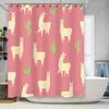 Skurriles Alpaka Duschvorhang-Set Rosa Grün Weißes Muster Für Badezimmerdekor 72 X 84 Zoll (180X213 Cm) Wasserabweisend