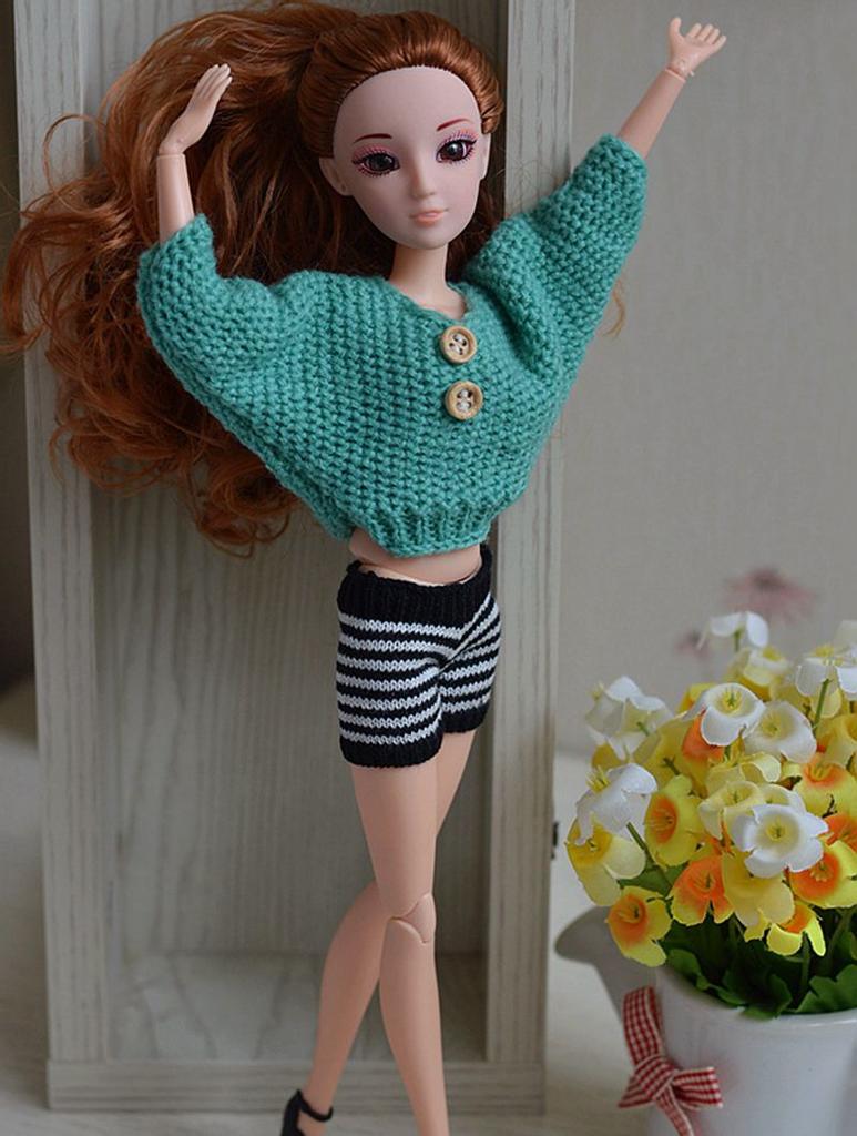 Green Causal Clothes For Barbie Doll House Knitted Sweater Top  For 1/6 BJD Doll Your Choice Kids DIY Dollhouse Toy For Children Collection