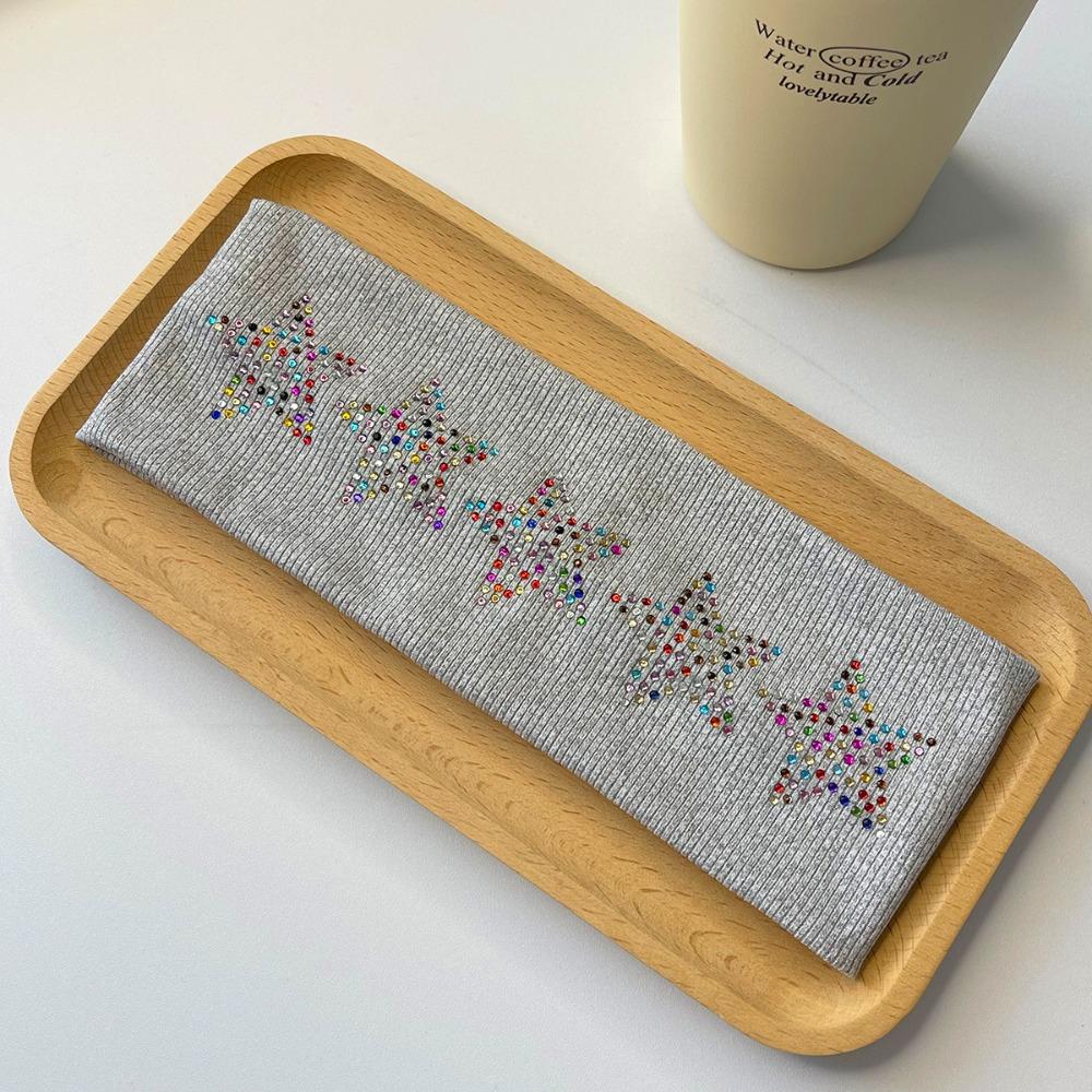 Sweat Absorbing Rhinestone Star Headband Soft Sports Hairband Elastic Headband  Women