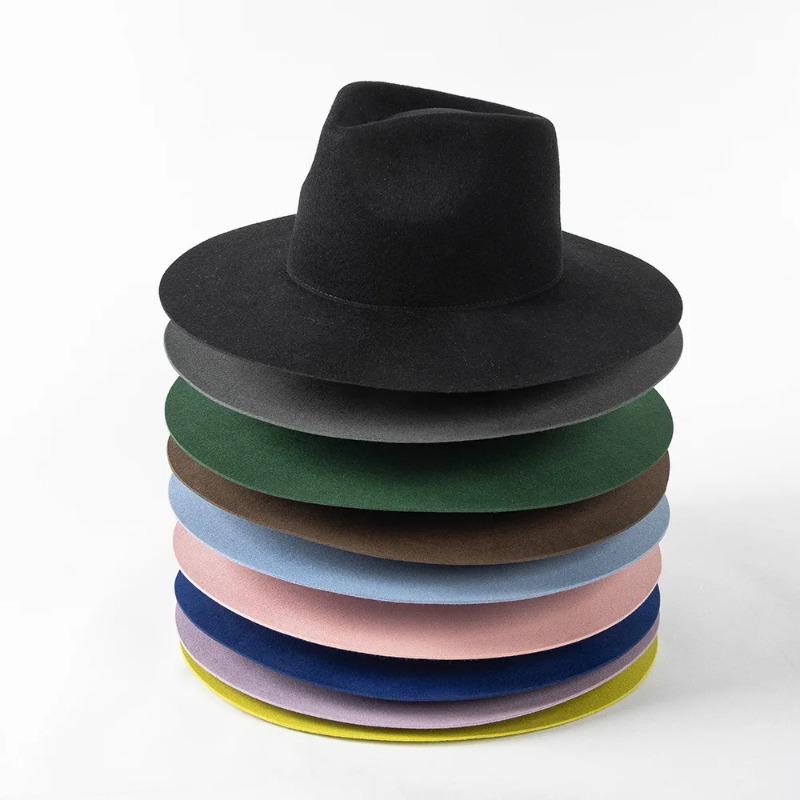 Ins Classiwinter Candy Color Wool Solid Lady Fedoras Cap Men Women Leisure Panamjazz Hat