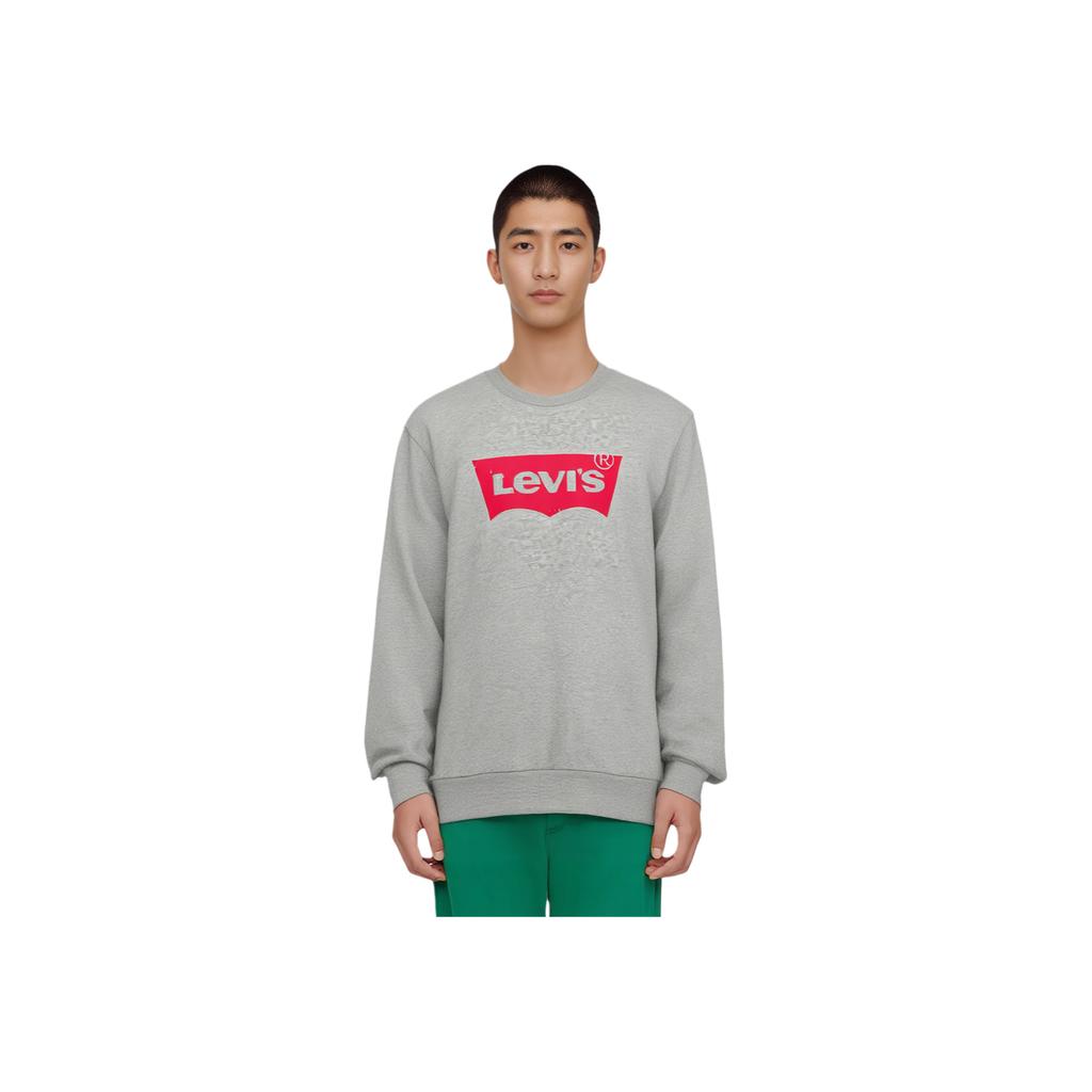 Levis Simple Comfortable Versatile Casual Logo Print Long Sleeve Sweatshirt Men Sweatshirt Gray 003YS-0000