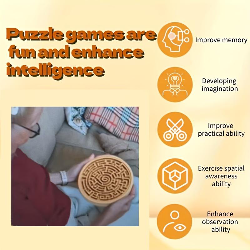 Bamboo Balance Board,Round Wooden Maze With Steel Balls,2 Metal Ball Challenges and Puzzle Games for Brain Training, Suitable for Seniors and Families