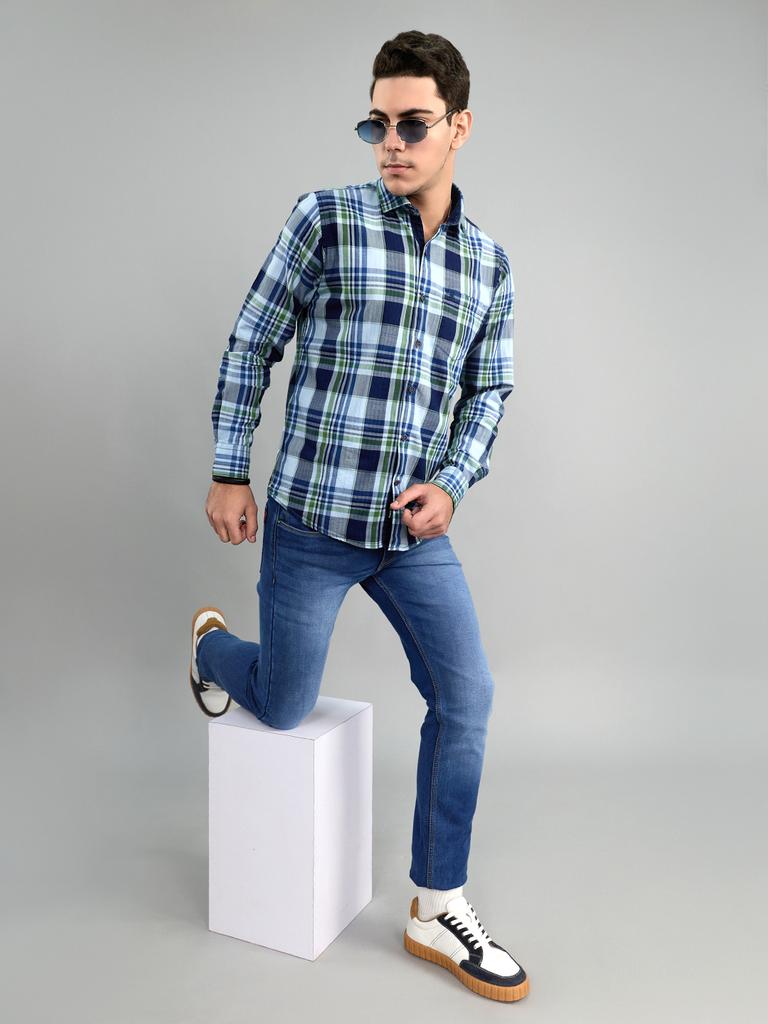 MONTE CARLO Mens Regular Fit Check Full Sleeve Shirt