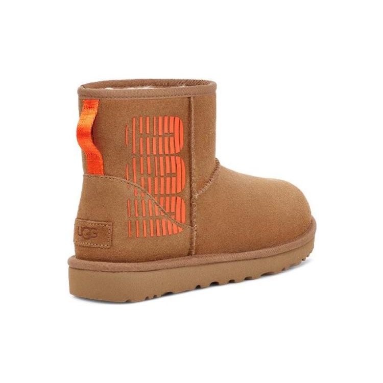 UGG Classic Mini Double Layer Leather Round Toe Ankle Comfortable Boots Women Boots Brown 1144057-CHE