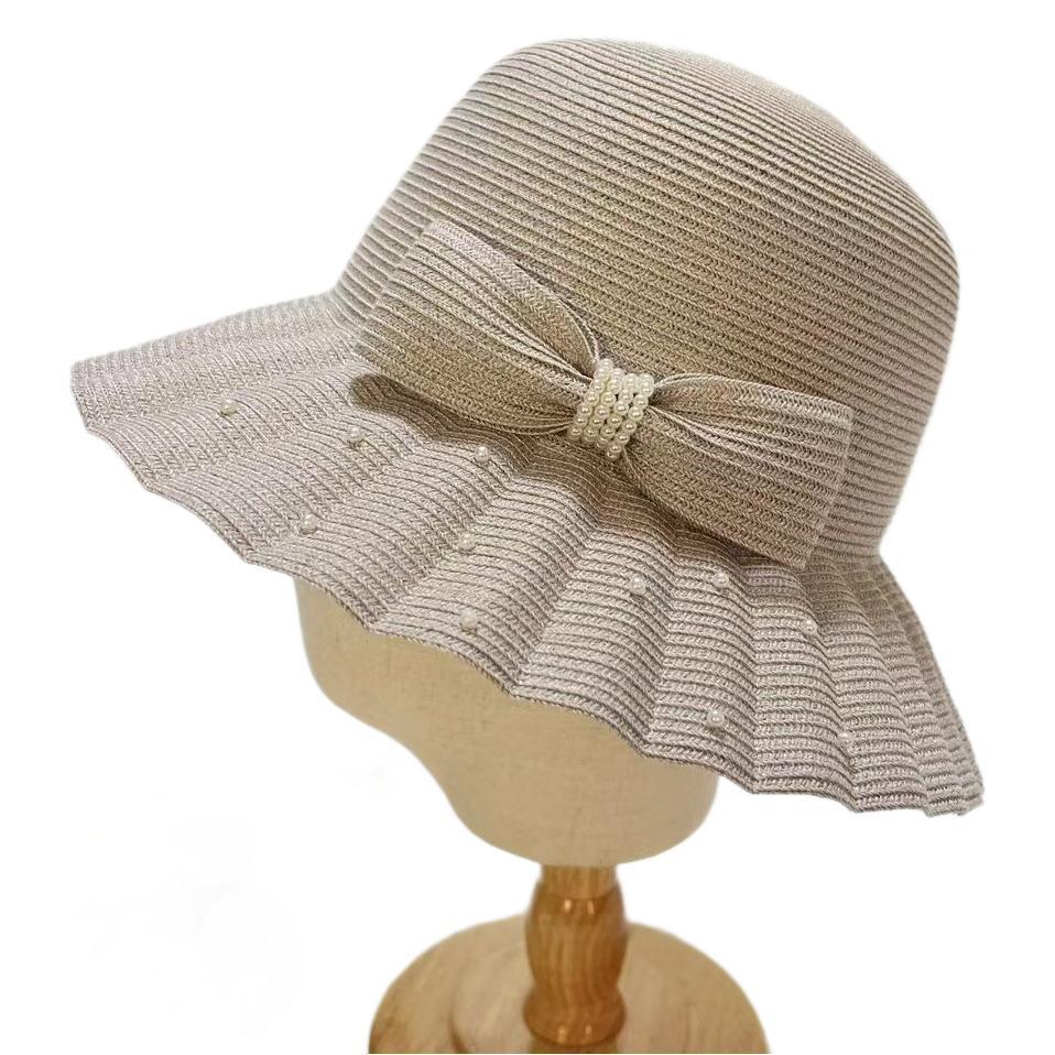 Japan Ca4 Original Fisherman'S Hat Children'S Summer Sun Protection Straw Hat Pleated Bow Basin Hat Mixed Color Braided Sun Hat
