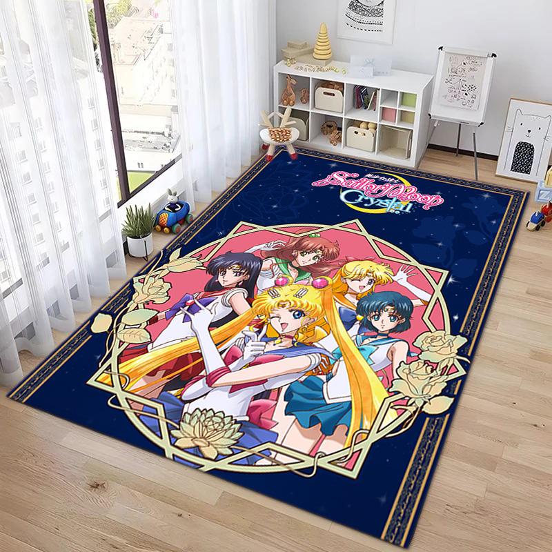 Cute Cartoon Theme Sailor Moon Tsukino Usagi Cartoon Rug Multifunctional Household Anti-slip Decorative Door Mat, Outdoor Floor Mat, and Carpet Y7